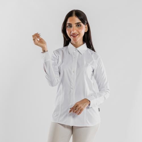 بلوزة مدرسية بيضاء بخطوط أمامية للبنات - لباسي