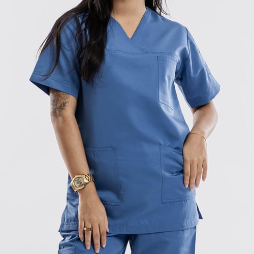 سكراب طبي لون سماوي غامق شكل اكس