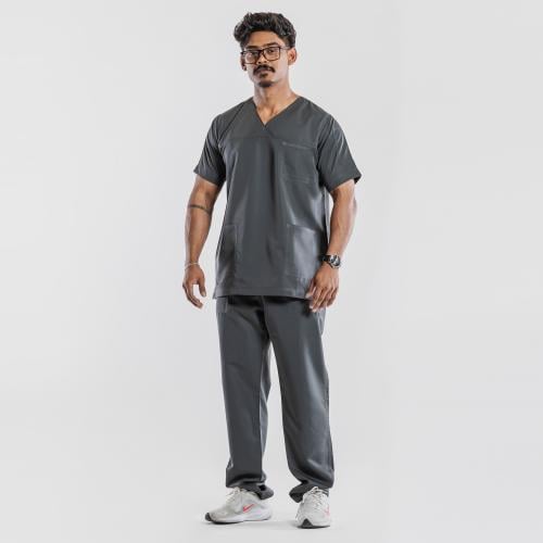 سكراب طبي رجالي رصاصي غامق برقبة X