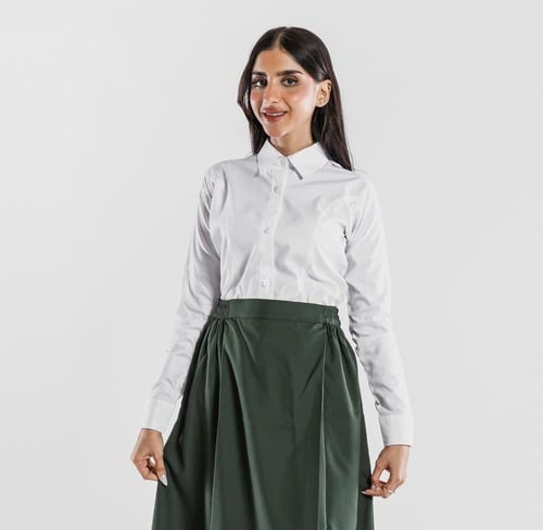 تنورة مدرسة متوسط زيتي بخصر مطاطي - لباسي