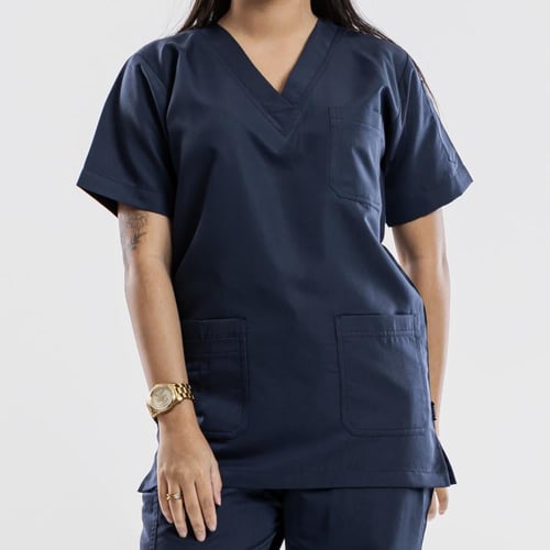 سكراب طبي بلون كحلي – ياقة سبعة (V-Neck)