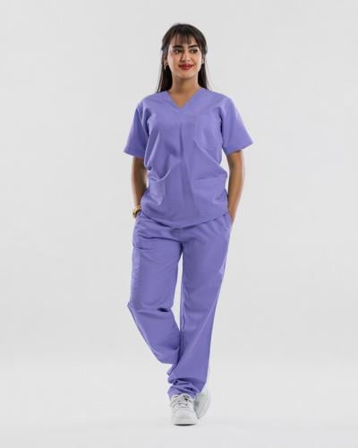 سكراب طبي نسائي بنفسجي فاتح – رقبة سبعة V-Neck