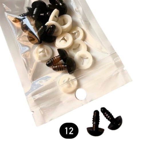 عيون دمى لون أسود مقاس 12 ملم