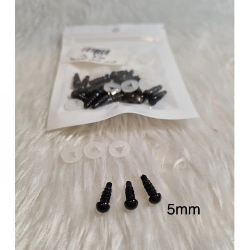 عيون الدمى لون أسود مقاس 5 ملم