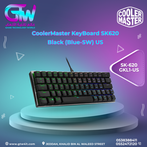 CoolerMaster KeyBoard SK620 Black (Blue-SW) US
