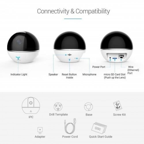 CS-H6 Ezviz كاميرا مراقبة واي فاي كاميرا صغيرة لاس...