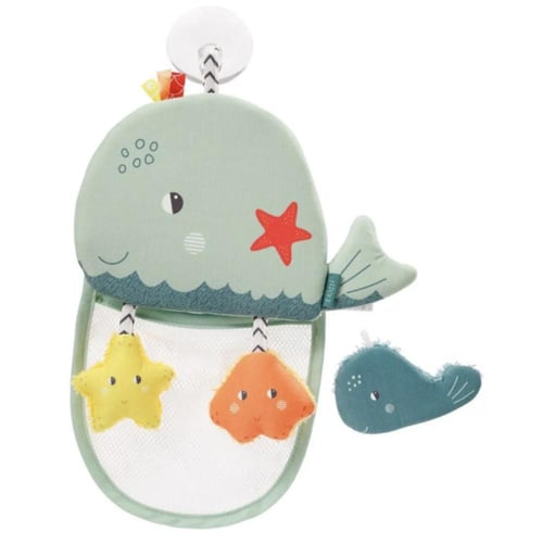 حامل ألعاب استحمام للأطفال – تصميم حوت قماشي لطيف