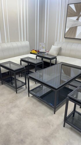 طقم طاولات حديد أسود فاخر