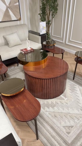 طقم طاولات بني
