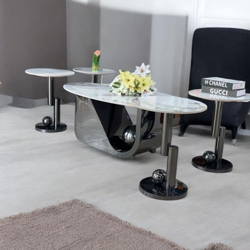 طقم طاولات استيل