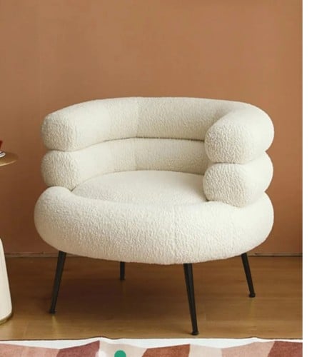 كرسي بو كليك ابيض ارجل اسود