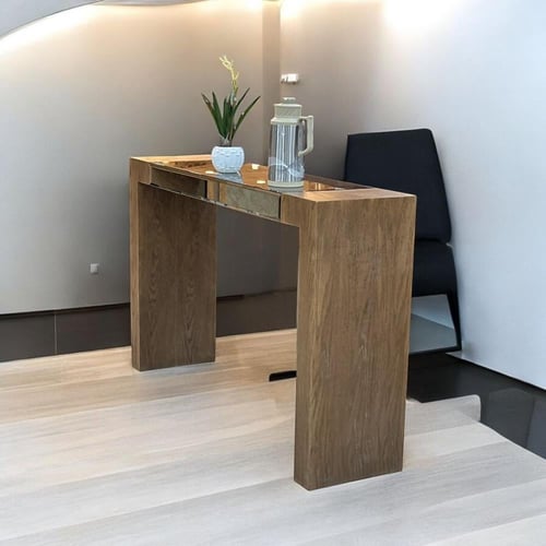 كونسول - مدخل خشب بني مع مرآة 130 × 40 × 82 سم