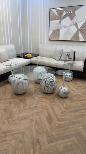 طقم طاولات رخام صناعي فاخر