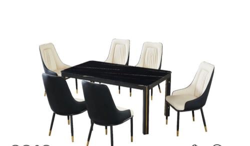 طاولة طعام سطح رخام 6 كراسي