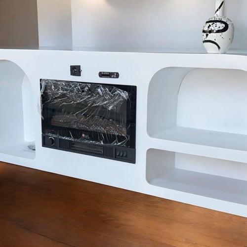 دفاية خشب ديكور بلازما ابيض 160×30×60سم