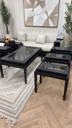 طقم طاولات خشبية اسود
