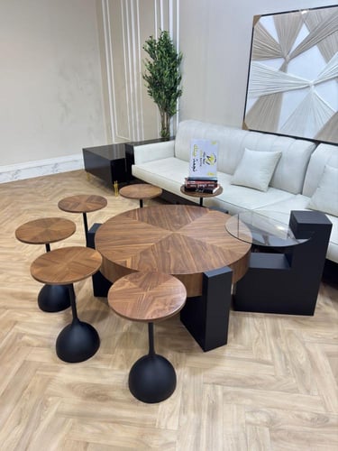 طقم طاولات خشب قشرة الجوز