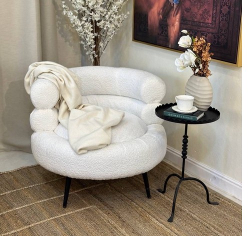 كرسي بو كلية قماش ابيض