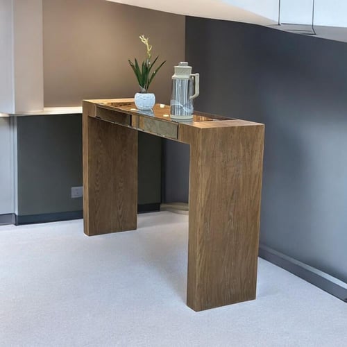 كونسول - مدخل خشب بني مع مرآة 130 × 40 × 82 سم