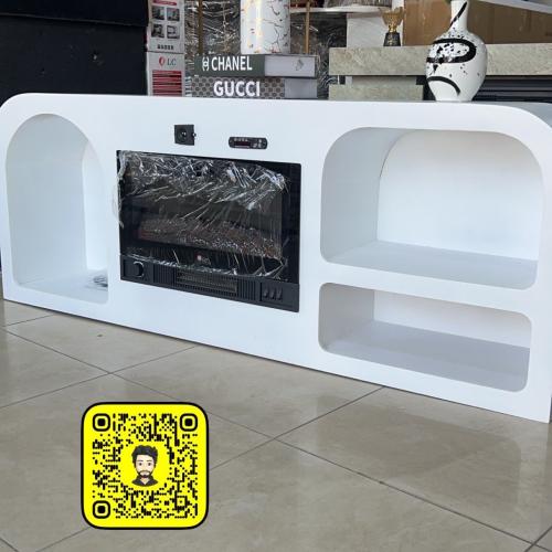 دفاية خشب ديكور بلازما ابيض 160×30×60سم