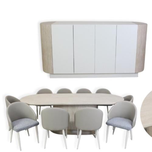 طاولة طعام مع بوفيه 10 كرسي