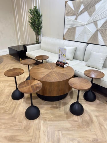 طقم طاولات خشب قشرة الجوز