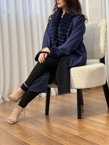 فروه شتوي نسائي ميدي لون كحلي