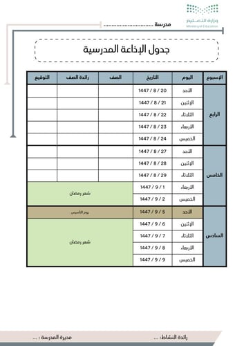 بنات سجل الإذاعة الفصل الثاني 1447هـ لجميع المناطق...