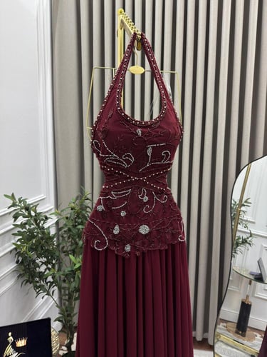 فستان سهره برغندي راقي