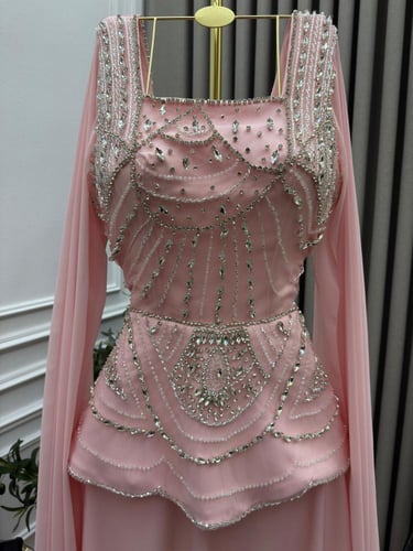 فستان سهره راقي بنك كم طويل