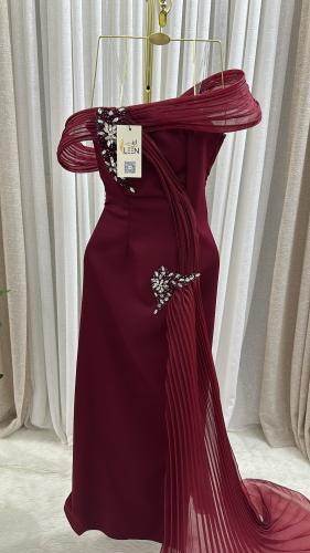 فستان سهرة برغندي