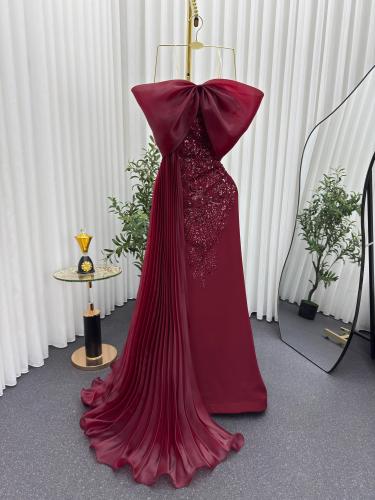 فستان سهره برغندي تكسيرات