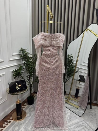 فستان سهره ترتر لمعه لحمي