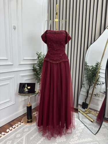 فستان سهره تل تطريز يدوي