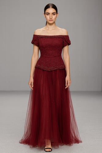 فستان سهره تل تطريز يدوي