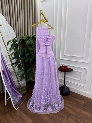 فستان تل وخرز ورود