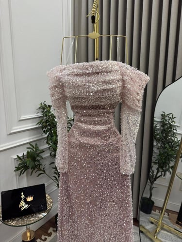 فستان سهره ترتر لمعه لحمي