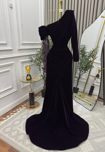 فستان سهره ليلكي مخمل كوري