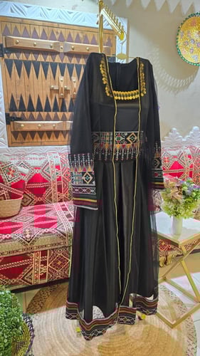 جلابية وطني قطعتين عسيري اسود