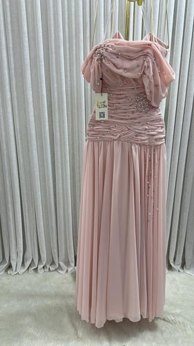 فستان سهره لحمي مطرز