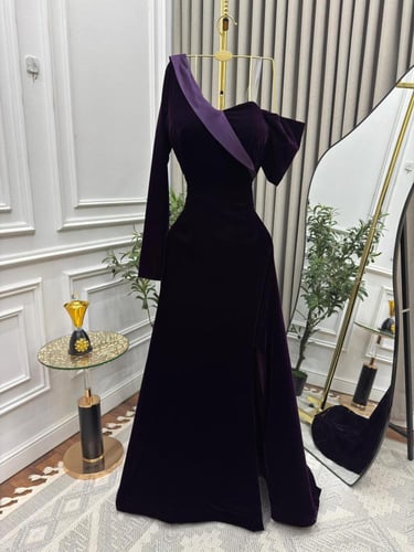 فستان سهره مخمل ليلكي