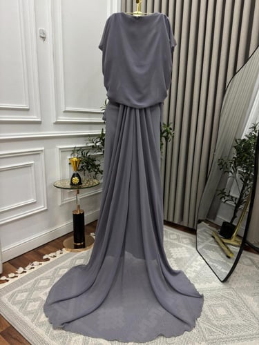 فستان سهره مطرز رصاصي