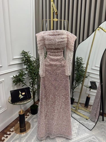 فستان سهره ترتر لمعه لحمي