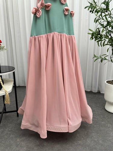 فستان مزيج لونين راقي