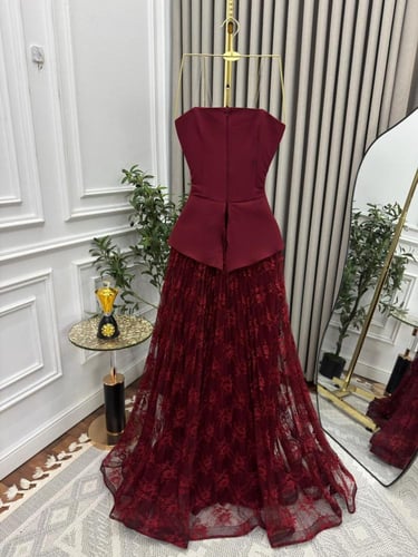 فستان سهره برغندي راقي