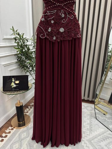 فستان سهره برغندي راقي