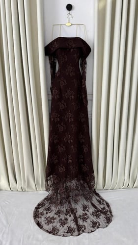 فستان سهره بني دانتيل