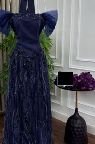 فستان سهره كحلي راقي