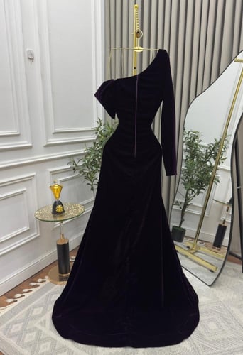 فستان سهره مخمل ليلكي