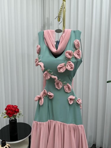 فستان مزيج لونين راقي